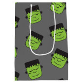 Sac Cadeau Moyen Motif vert Halloween de têtes de Frankenstein (Dos)