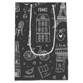Sac Cadeau Moyen Motif Whimsical Paris Doodles (Dos)