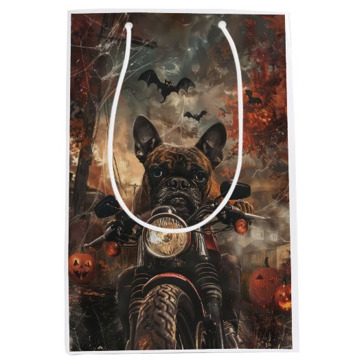 Sac Cadeau Moyen Moto à cheval Boxer Halloween effrayant (Devant)