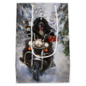 Sac Cadeau Moyen Moto à chiens de Terre-Neuve Noël (Dos)