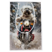 Sac Cadeau Moyen Moto à chiens Havanais Noël (Devant)