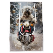 Sac Cadeau Moyen Moto à chiens Havanais Noël (Dos)