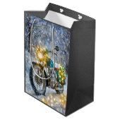 Sac Cadeau Moyen Moto avec lumières de Noël (Dos Angle)