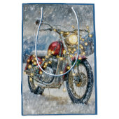 Sac Cadeau Moyen Moto rouge avec lumières de Noël (Devant)