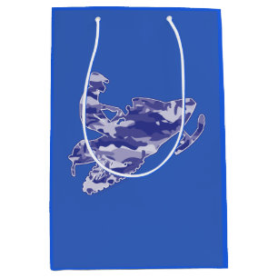 Sac Cadeau Moyen Motoneige en Camouflage bleu
