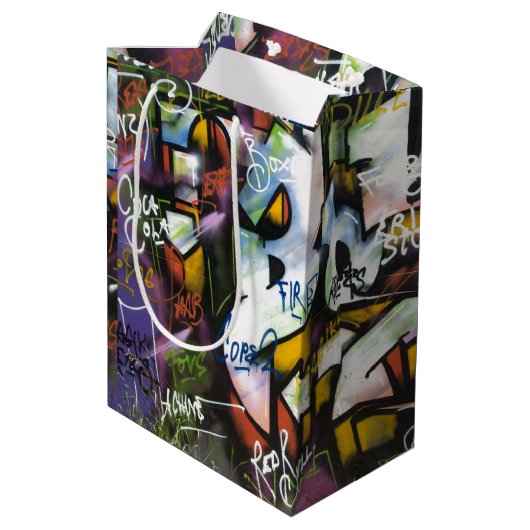 Sac Cadeau Moyen Mots Graffiti colorés (Dos Angle)