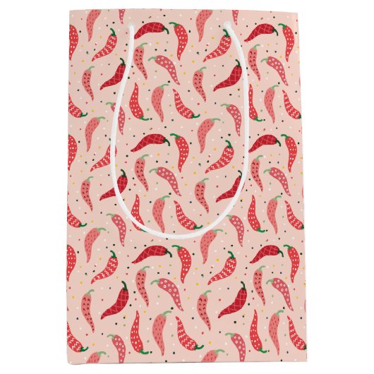 Sac Cadeau Moyen Mouchoir chilien mignon poivrons sur rose moyen ca (Devant)