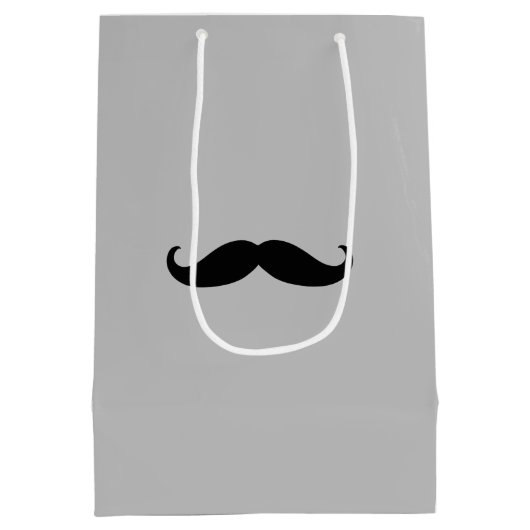 Sac Cadeau Moyen Moustache noire rétro gris (Dos)