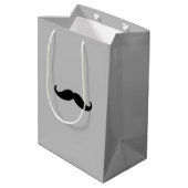 Sac Cadeau Moyen Moustache noire rétro gris (Dos Angle)