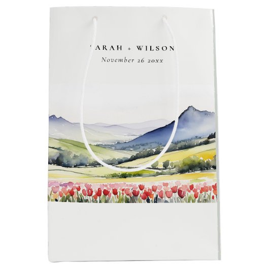 Sac Cadeau Moyen Moyenne Pays Printemps Floral Paysage Mariage dans (Devant)
