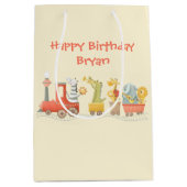 Sac Cadeau Moyen Musical Animal Train Birthday (Devant)