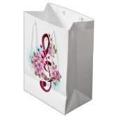Sac Cadeau Moyen Musical treble clef notes with sakura flowers (Devant Angle)