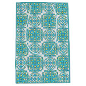 Sac Cadeau Moyen MVB Turquoise Bleu et Jaune Faux Lace (Devant)