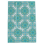 Sac Cadeau Moyen MVB Turquoise Bleu et Jaune Faux Lace (Dos)