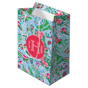 Sac Cadeau Moyen Nantucket Preppy Palm Beach Motif Monogrammé