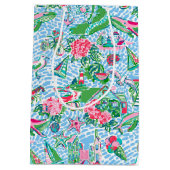 Sac Cadeau Moyen Nantucket Preppy Palm Beach Motif Monogrammé (Dos)