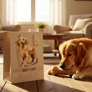 Sac Cadeau Moyen N'arrêtez pas de récupérer - amoureux des chiens -