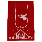 Sac Cadeau Moyen Nativité Nue laide Chandail de Noël Rouge Blanc (Dos)