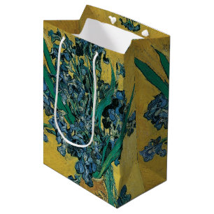 Sac Cadeau Moyen Nature morte au vase avec iris de Vincent van Gogh