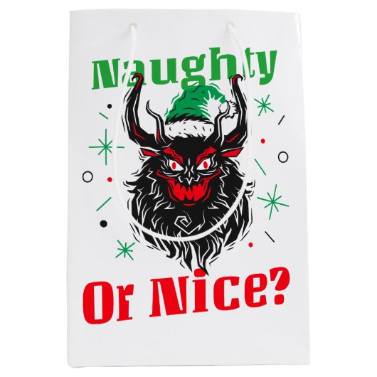 Sac Cadeau Moyen Naughty ou Nice, Krampus (Devant)