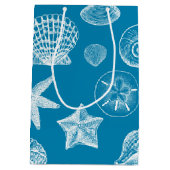 Sac Cadeau Moyen Nautical Beach Shells Aqua White (Dos)