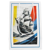 Sac Cadeau Moyen Navire à voiles géométrique moderne (Dos)