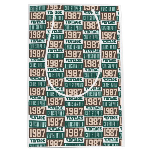 Sac Cadeau Moyen Né en 1987 avec le nom chrétien (Devant)