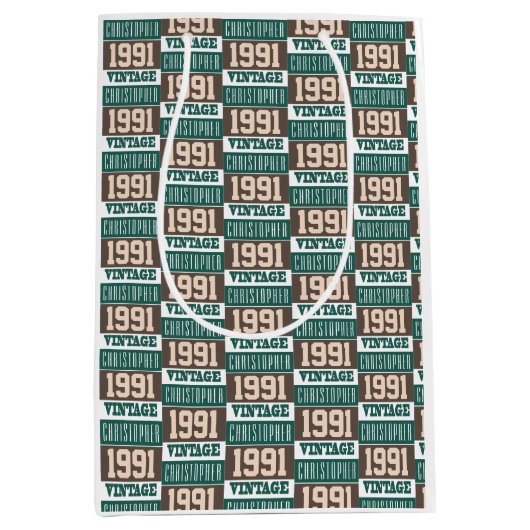 Sac Cadeau Moyen Né en 1992 avec le nom chrétien (Devant)