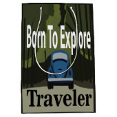 Sac Cadeau Moyen Né Pour Explorer Road Trip (Devant)