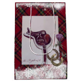 Sac Cadeau Moyen neige, plaid et thème équestre (Dos)