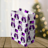 Sac Cadeau Moyen Neiges en velours violet Élégant Noël