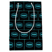 Sac Cadeau Moyen Neon brillant Merci Connexion Noir (Devant)