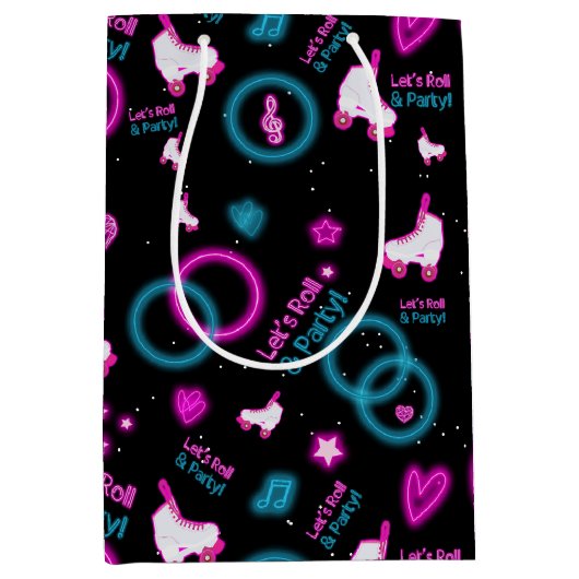 Sac Cadeau Moyen Neon Glow Roller Skating Roll Motif (Devant)