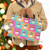 Sac Cadeau Moyen Neon Père Noël avec lunettes de soleil Cool Motif 