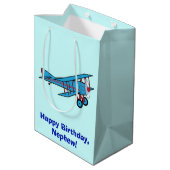 Sac Cadeau Moyen Neveu de joyeux anniversaire avec l'avion (Dos Angle)