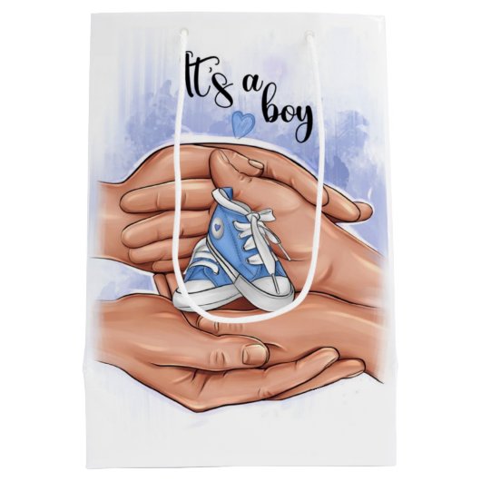 Sac Cadeau Moyen New Baby Announcement – Parents Holding Baby 👣 (Dos)