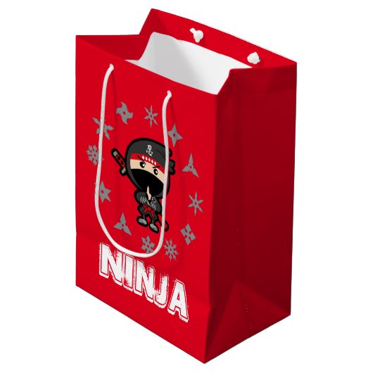 Sac Cadeau Moyen Ninja Boy Noël (Devant Angle)