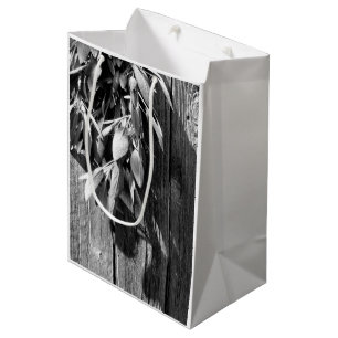 Sac Cadeau Moyen Niveaux de gris en bois de Gris de Grange coupé