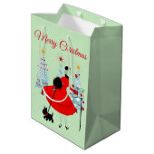 Sac Cadeau Moyen Noël 1950 Dame avec Scottish Terrior  (Dos Angle)