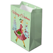 Sac Cadeau Moyen Noël 1950 Dame Vintage  (Dos Angle)