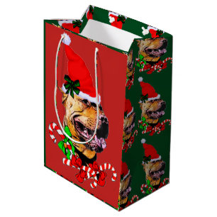 Sac Cadeau Moyen Noël américain de Terrier de pitbull