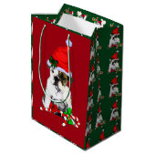 Sac Cadeau Moyen Noël anglais de bouledogue joyeux (Dos Angle)
