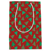 Sac Cadeau Moyen Noël Arbre Motif Rouge (Devant)