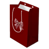 Sac Cadeau Moyen Noël Arc Rouge Or (Dos Angle)