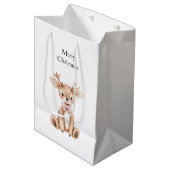 Sac Cadeau Moyen Noël aux Cerfs mignons (Devant Angle)