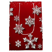 Sac Cadeau Moyen Noël aux flocons rouges et blancs (Dos)