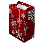 Sac Cadeau Moyen Noël aux flocons rouges et blancs (Dos Angle)
