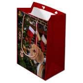 Sac Cadeau Moyen Noël beagle (Devant Angle)