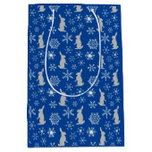 Sac Cadeau Moyen Noël Blue Snowflakes et Bunnies (Devant)