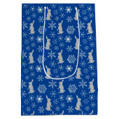 Sac Cadeau Moyen Noël Blue Snowflakes et Bunnies (Dos)